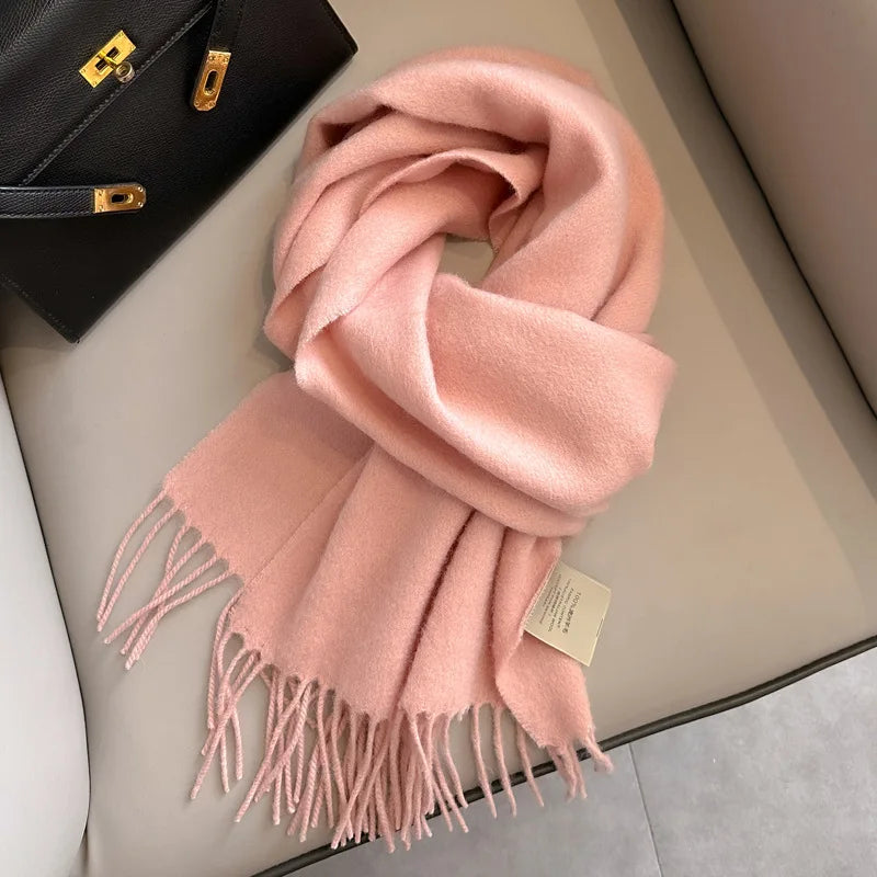 100 Wool Narrow Scarf - Solid Color Warm Winter Scarf for Men Women - ZOOMNSTORE