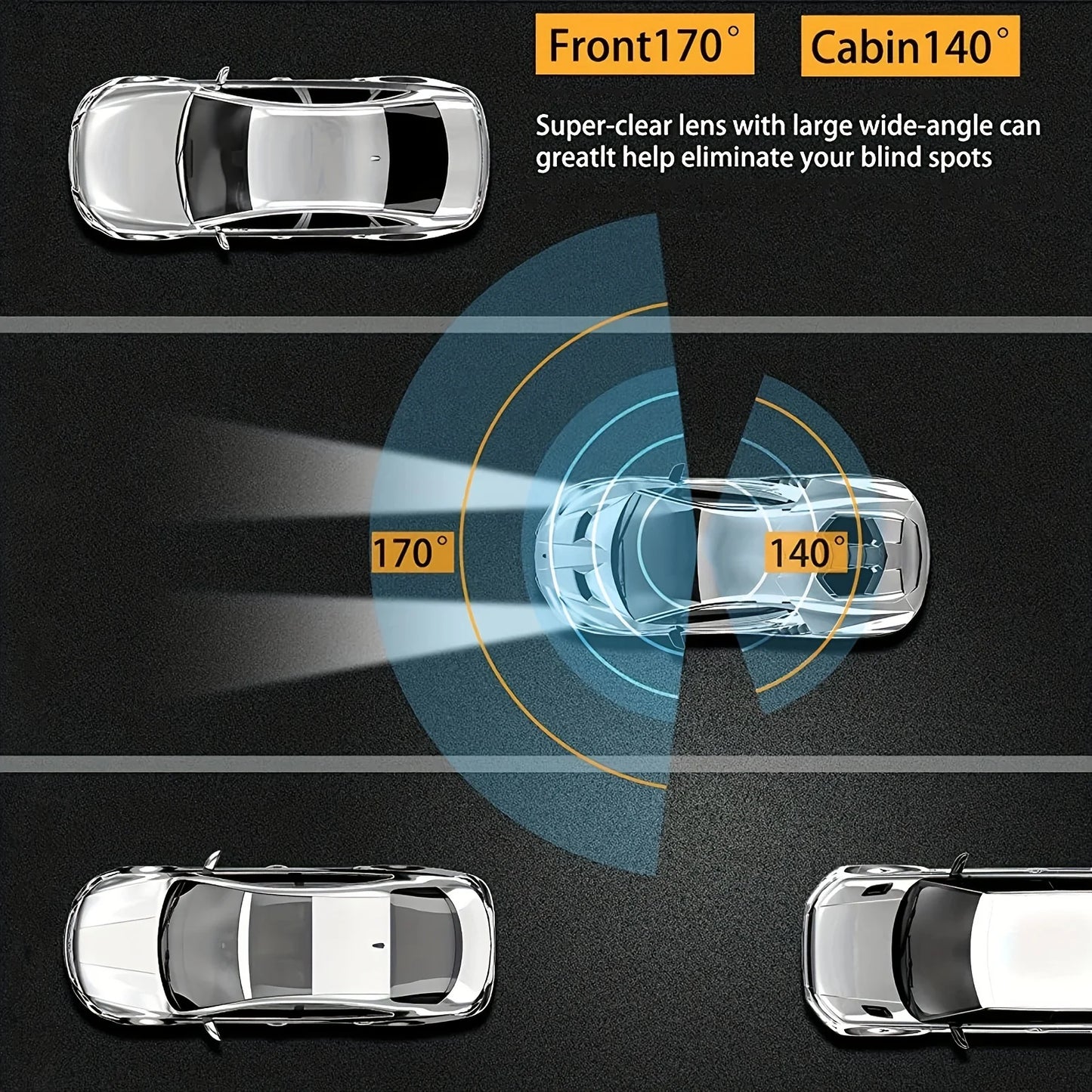 1080P Dual Camera Dash Cam - Front Inside Car Camera with IR Night Vision Loop Recording - ZOOMNSTORE