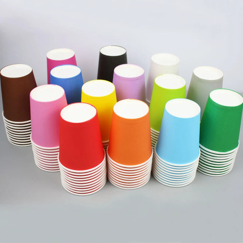 10PCS Disposable Paper Cups - 9oz Solid Color Party Tableware - ZOOMNSTORE