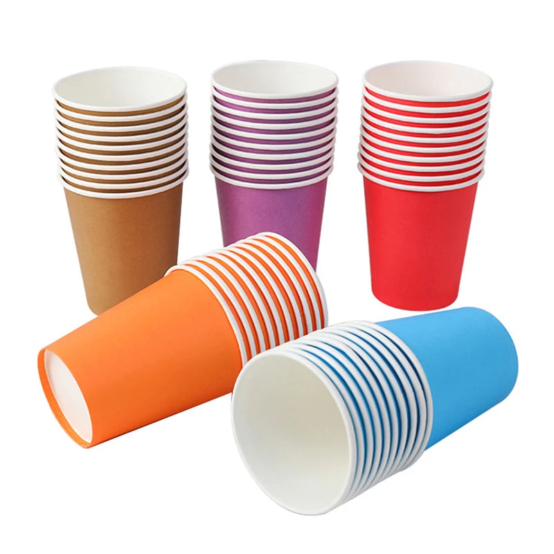 10PCS Disposable Paper Cups - 9oz Solid Color Party Tableware - ZOOMNSTORE