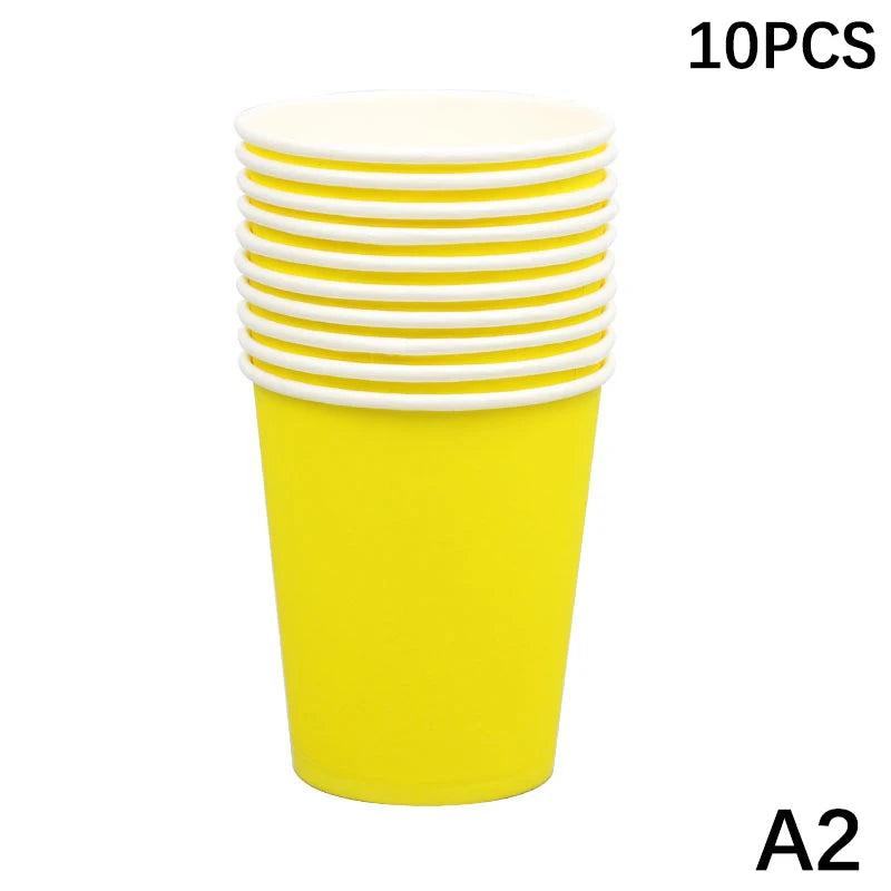 10PCS Disposable Paper Cups - 9oz Solid Color Party Tableware - ZOOMNSTORE