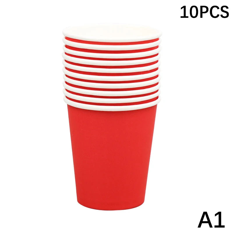 10PCS Disposable Paper Cups - 9oz Solid Color Party Tableware - ZOOMNSTORE