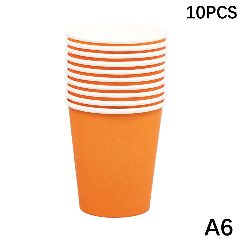 10PCS Disposable Paper Cups - 9oz Solid Color Party Tableware - ZOOMNSTORE