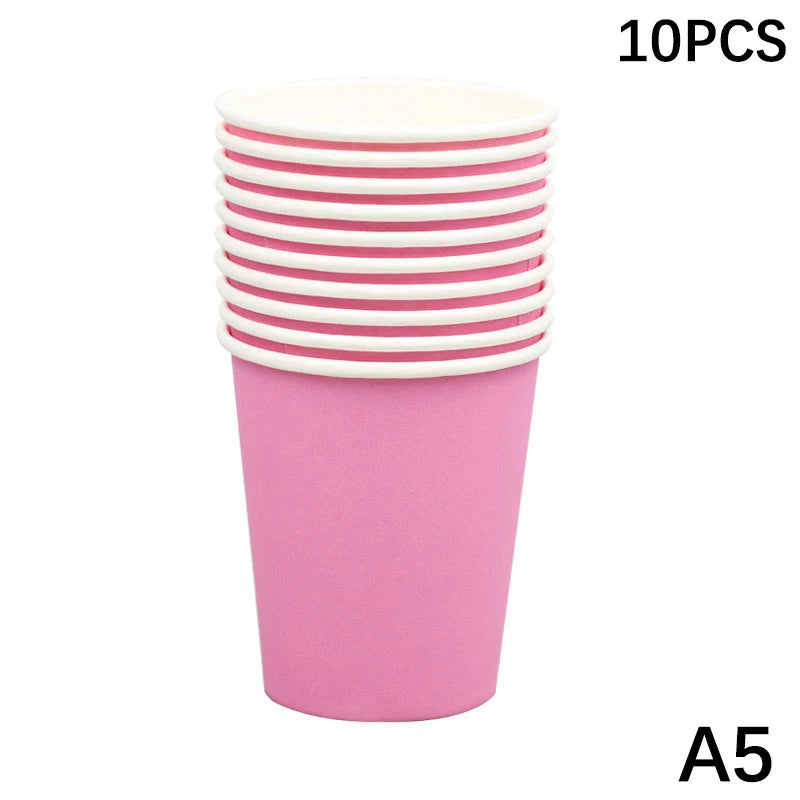 10PCS Disposable Paper Cups - 9oz Solid Color Party Tableware - ZOOMNSTORE