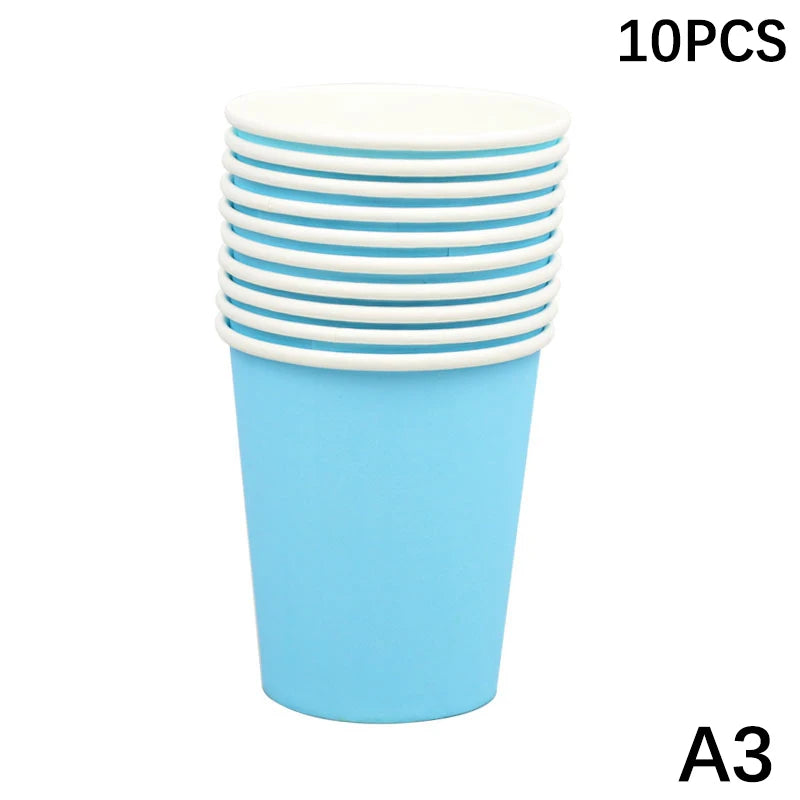 10PCS Disposable Paper Cups - 9oz Solid Color Party Tableware - ZOOMNSTORE