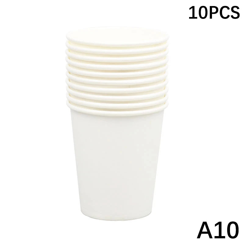 10PCS Disposable Paper Cups - 9oz Solid Color Party Tableware - ZOOMNSTORE