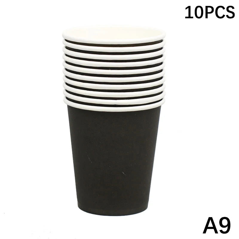10PCS Disposable Paper Cups - 9oz Solid Color Party Tableware - ZOOMNSTORE