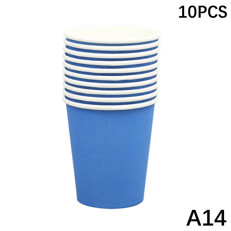 10PCS Disposable Paper Cups - 9oz Solid Color Party Tableware - ZOOMNSTORE