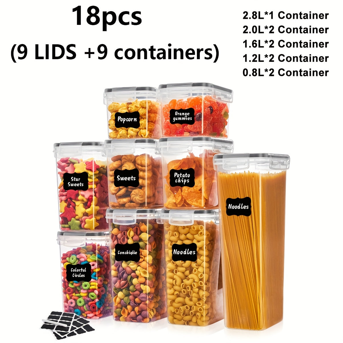 Sealed Food Storage Containers Set - Ideal for Organizing Grains Rice Pasta and More Dishwasher Safe with Labels and Markers - ZOOMNSTORE