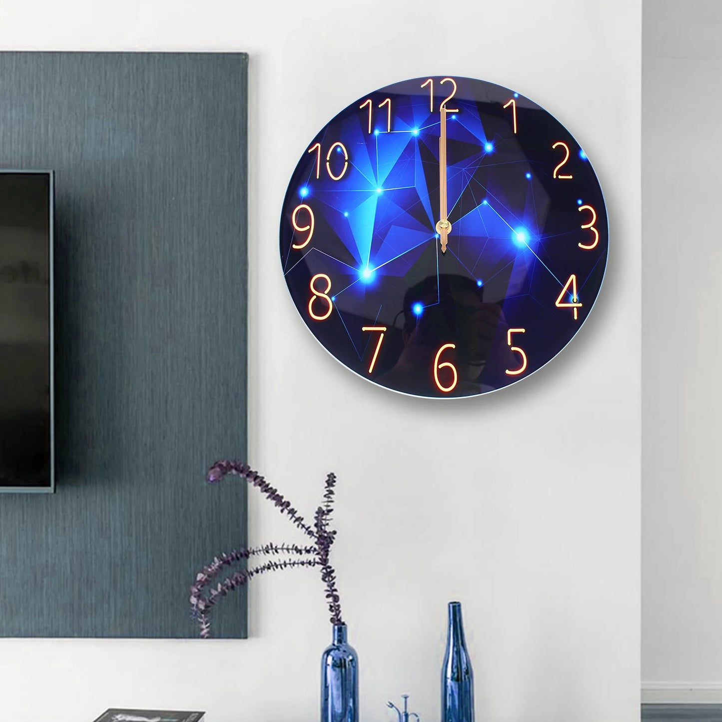 12 Blue Diamond Silent Wall Clock - Modern Decorative Interior Clock - ZOOMNSTORE