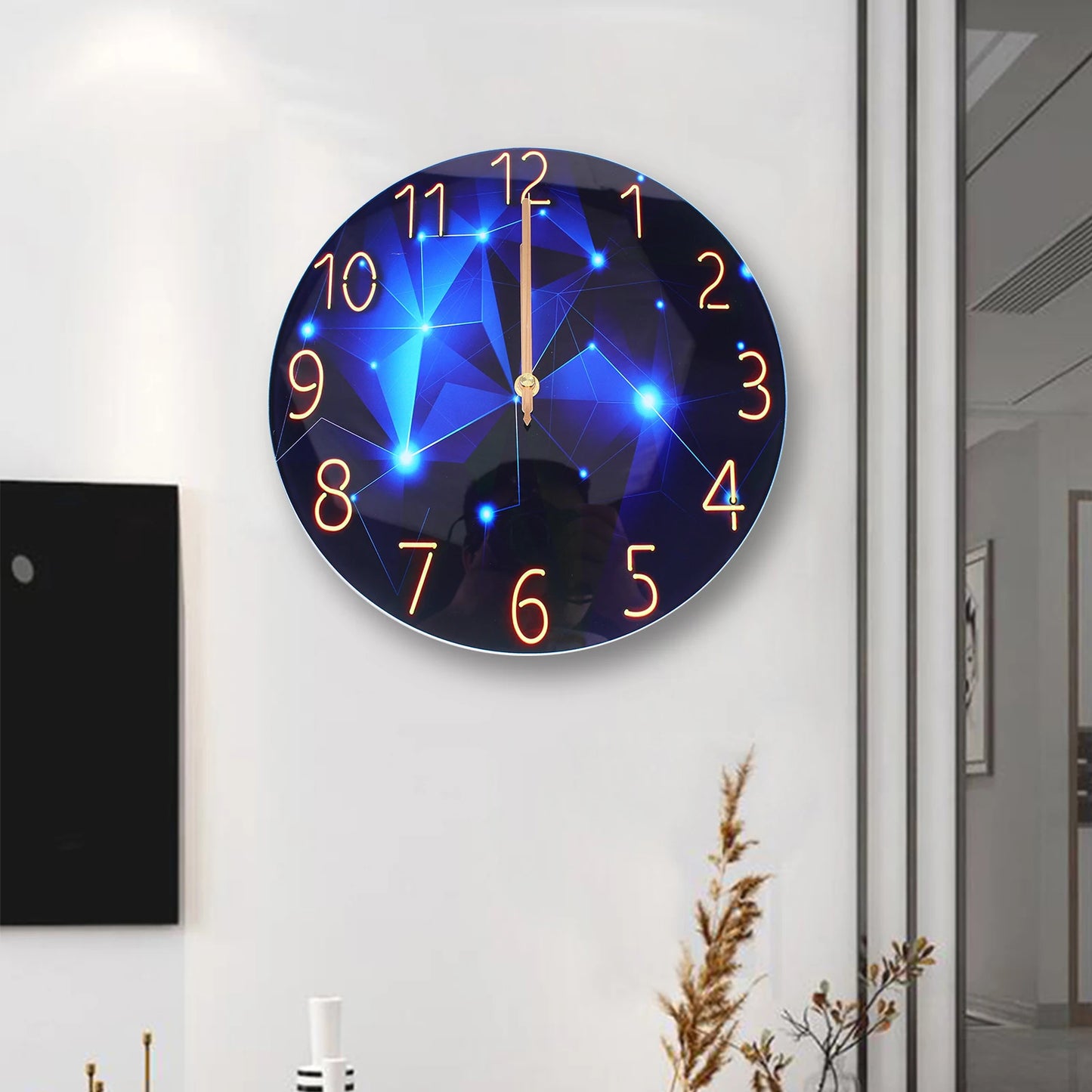 12 Blue Diamond Silent Wall Clock - Modern Decorative Interior Clock - ZOOMNSTORE