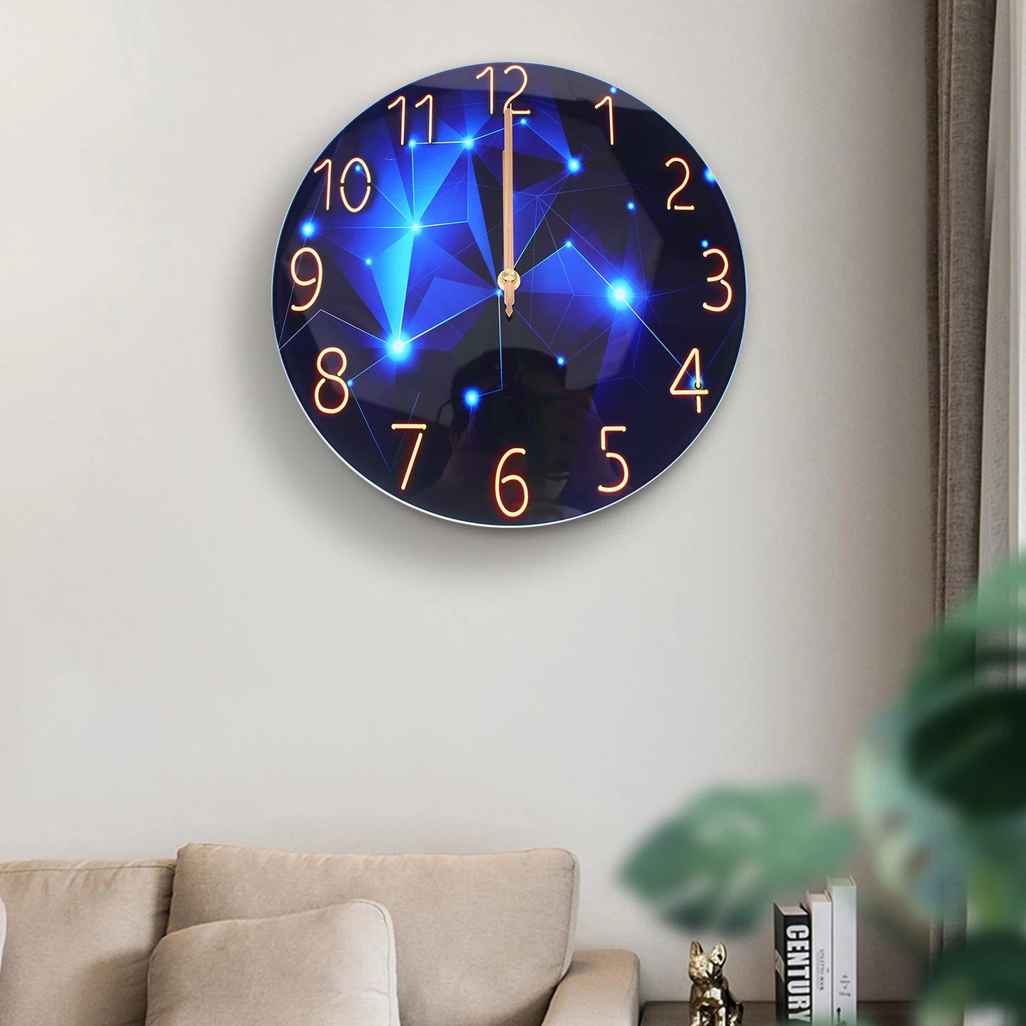 12 Blue Diamond Silent Wall Clock - Modern Decorative Interior Clock - ZOOMNSTORE