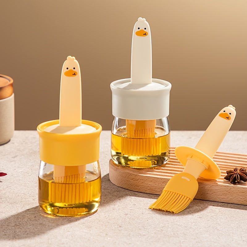 Yellow Duck Silicone Glass Oil Brush Pot for Barbecue Camping Kitchen Use - ZOOMNSTORE