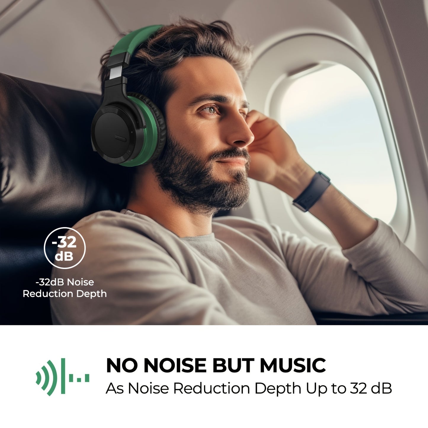 Mighty Rock E7 Wireless Headphones - Active Noise Cancelling 30H Playtime Rich Bass - ZOOMNSTORE