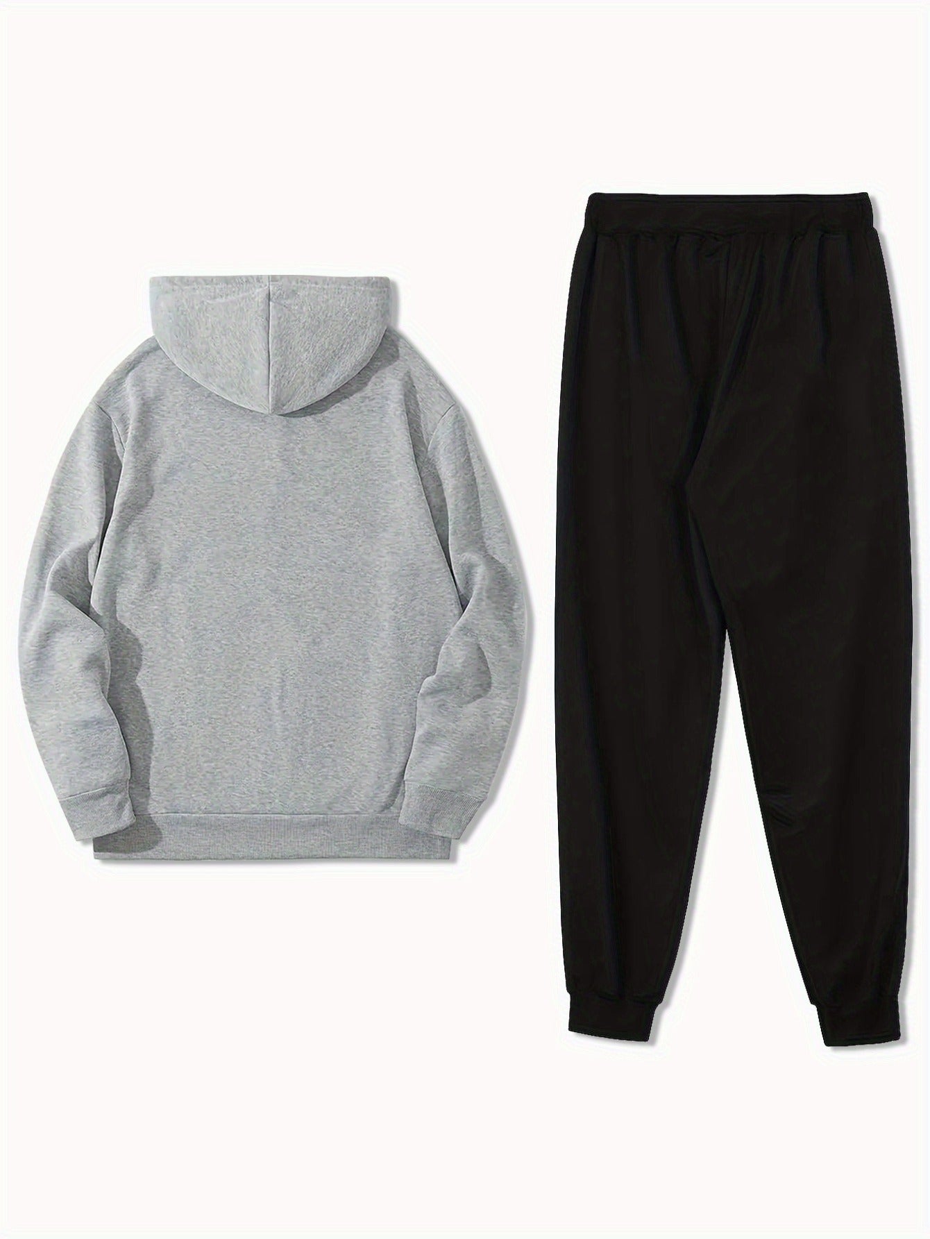 Mens Plus Size Velvet Hoodie Set - Casual Long Sleeve Sweatshirt Pants for AutumnWinter Comfort - ZOOMNSTORE