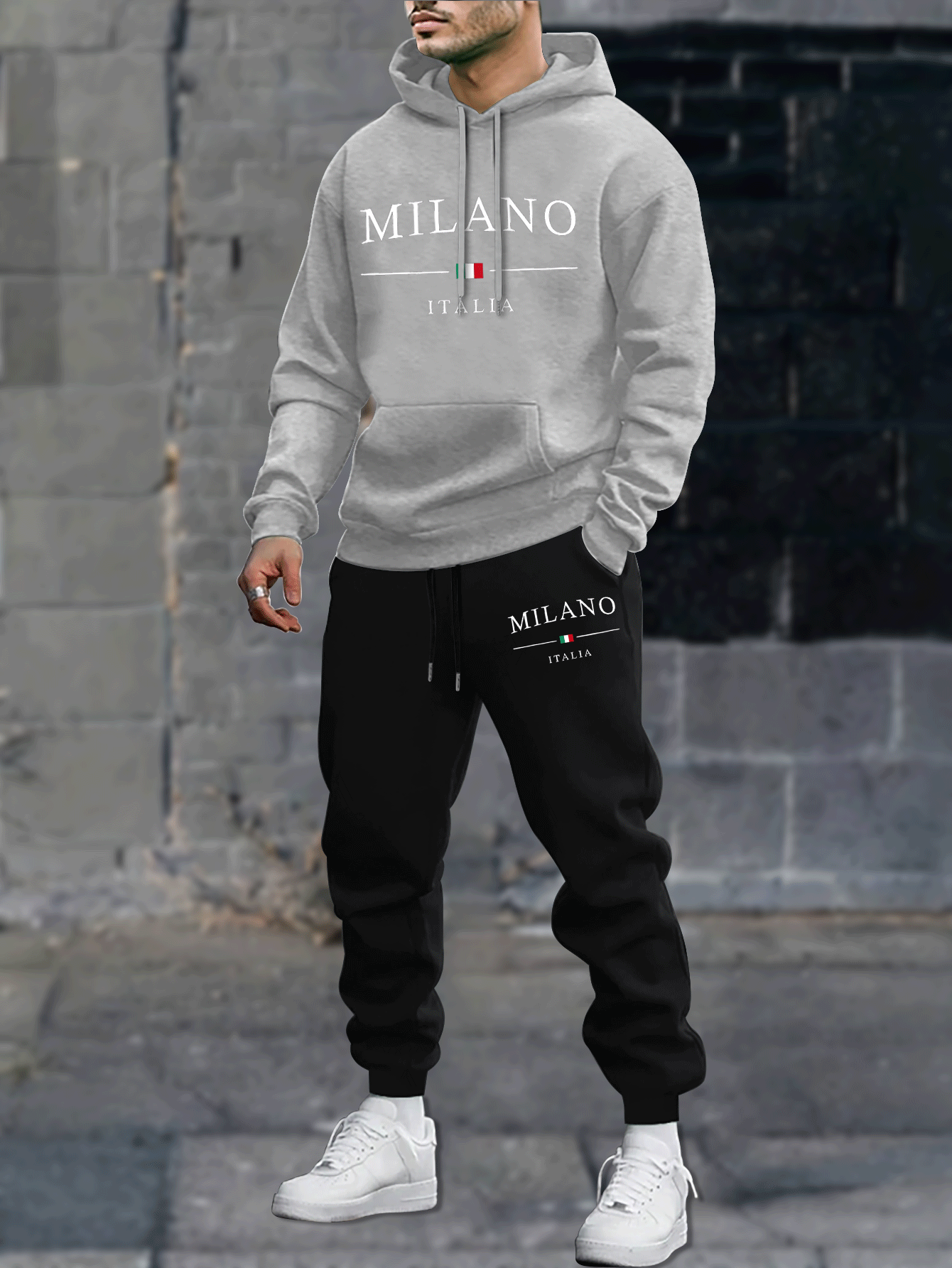 Mens Plus Size Velvet Hoodie Set - Casual Long Sleeve Sweatshirt Pants for AutumnWinter Comfort - ZOOMNSTORE
