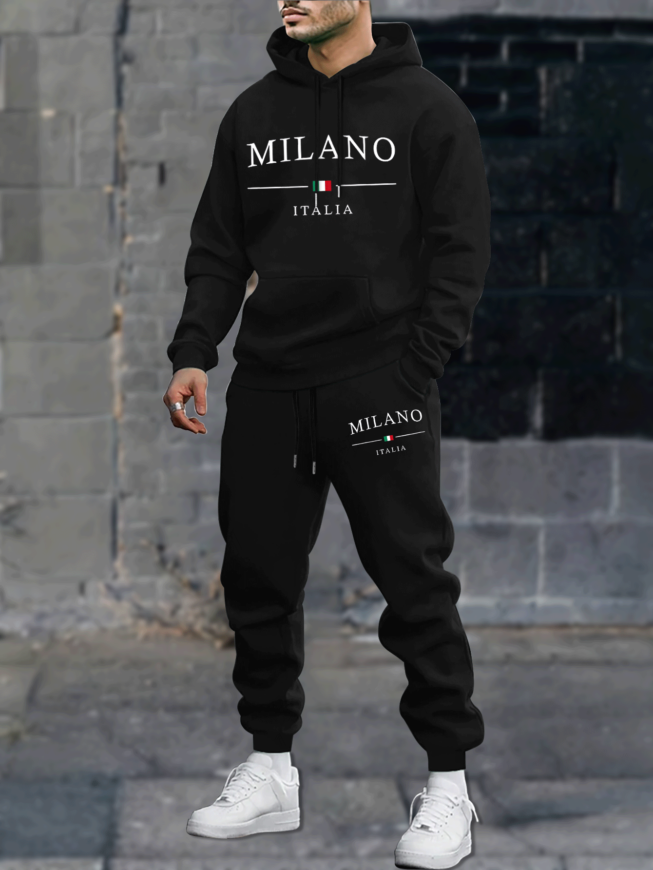 Mens Plus Size Velvet Hoodie Set - Casual Long Sleeve Sweatshirt Pants for AutumnWinter Comfort - ZOOMNSTORE