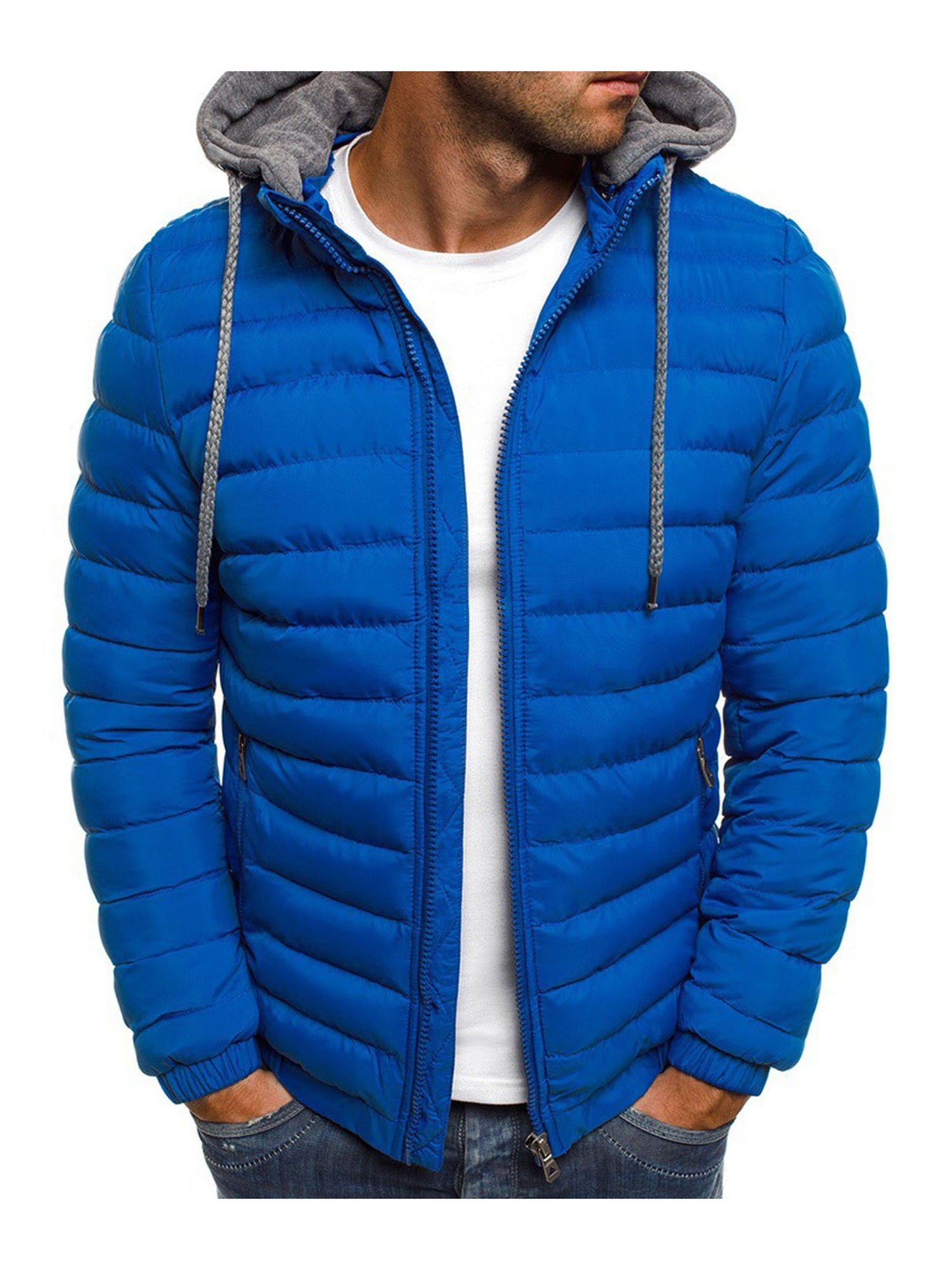 Mens Hooded Zip-Up Jacket - Winter Outerwear with Pockets in 5 Colors - ZOOMNSTORE