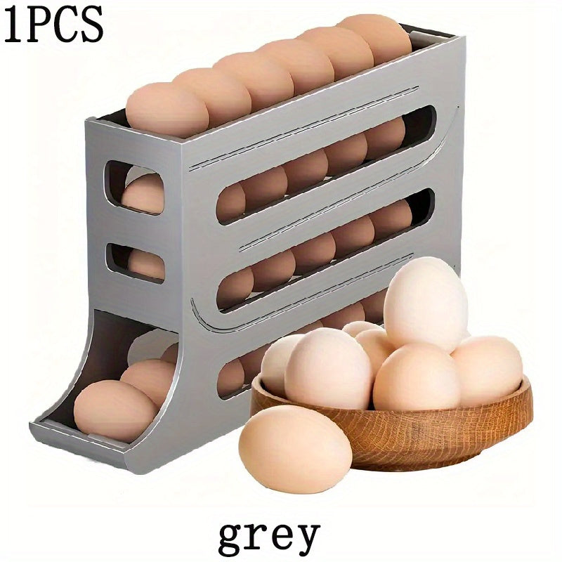 4-Layer Automatic Rolling Egg Rack for 30 Eggs Convenient Side Door Storage for Refrigerators - ZOOMNSTORE