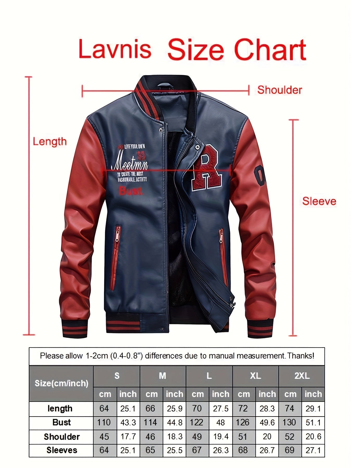 Slim Fit Mens Faux Leather Baseball Jacket - Casual Stand Collar Coat - ZOOMNSTORE