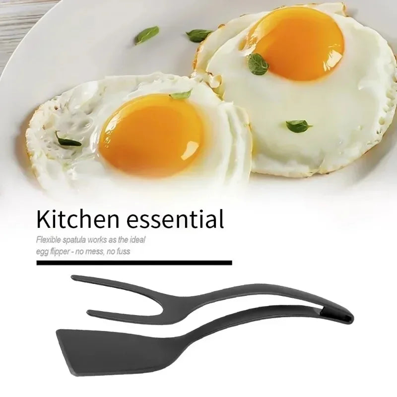 2-in-1 Nylon Grip Tongs Egg Spatula - Kitchen Cooking Accessories - ZOOMNSTORE