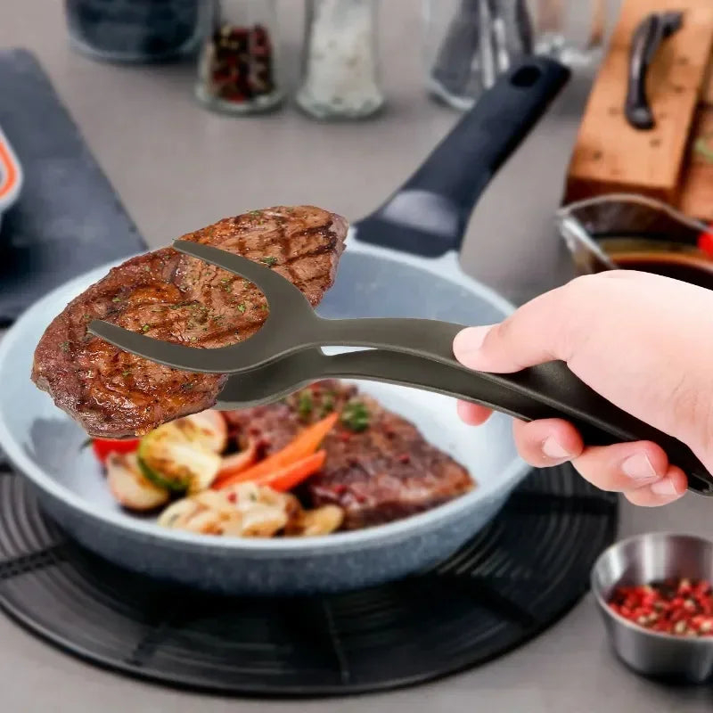 2-in-1 Nylon Grip Tongs Egg Spatula - Kitchen Cooking Accessories - ZOOMNSTORE