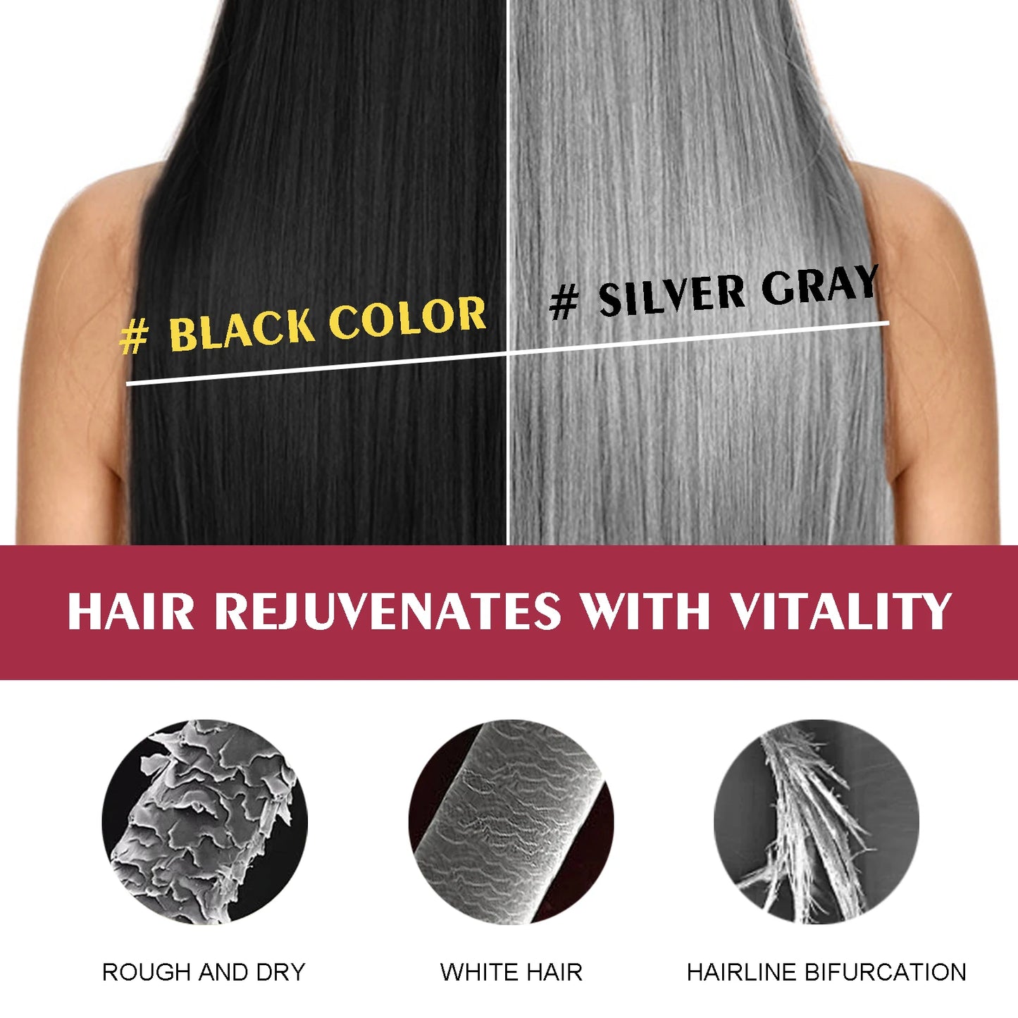 3-in-1 Hair Dye Shampoo - Nourishing Black Hair Color Repair - ZOOMNSTORE