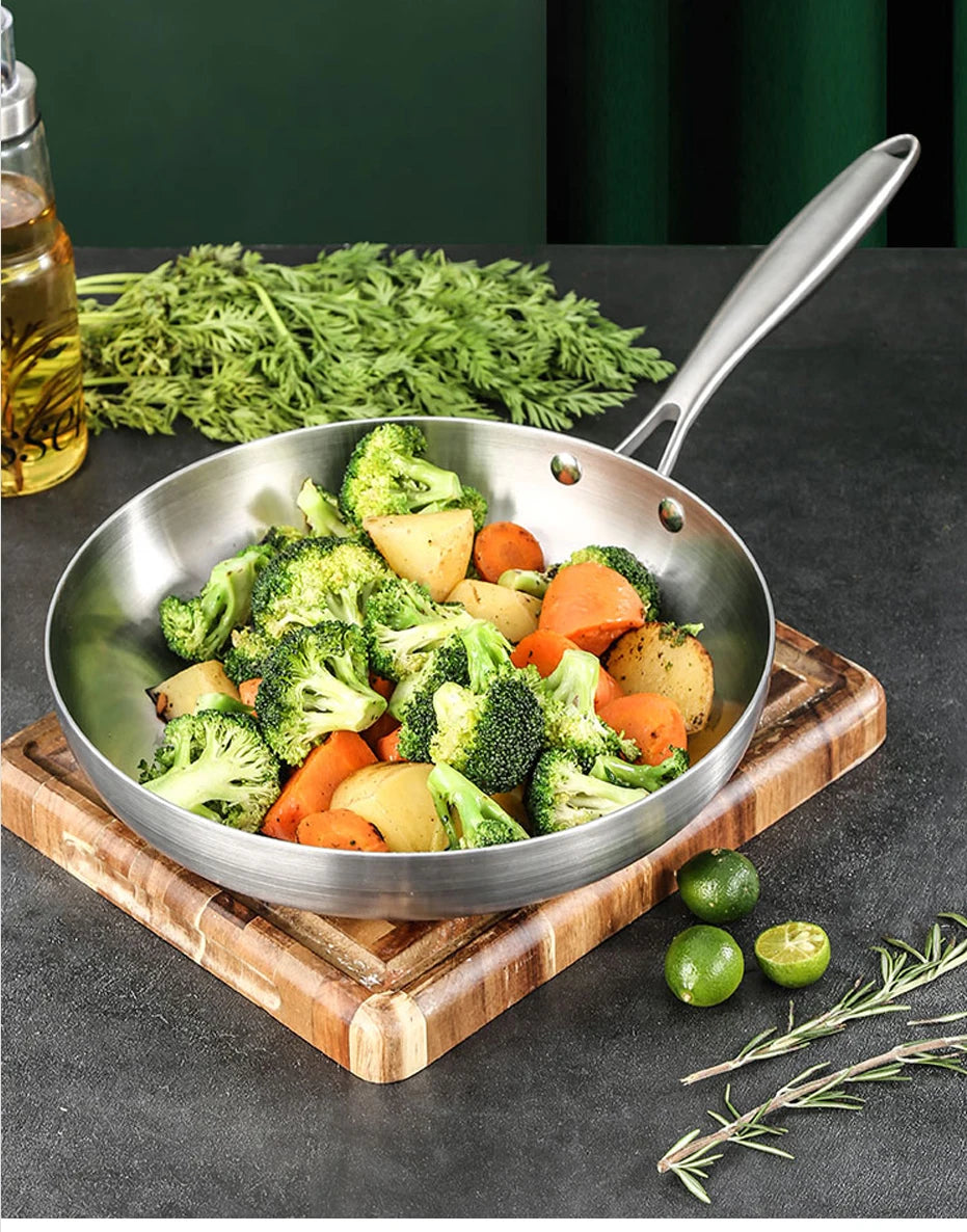 304 Stainless Steel Non-Stick Frying Pan - Induction Gas Stove Compatible Cookware - ZOOMNSTORE