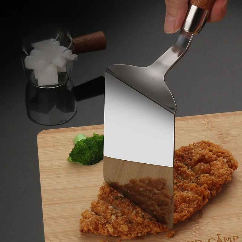 304 Stainless Steel Spatula - Non-Stick Barbecue Tongs with Wood Handle - ZOOMNSTORE