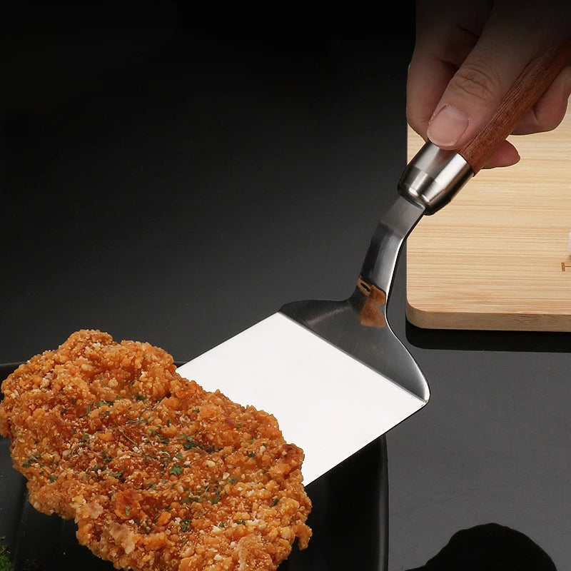 304 Stainless Steel Spatula - Non-Stick Barbecue Tongs with Wood Handle - ZOOMNSTORE