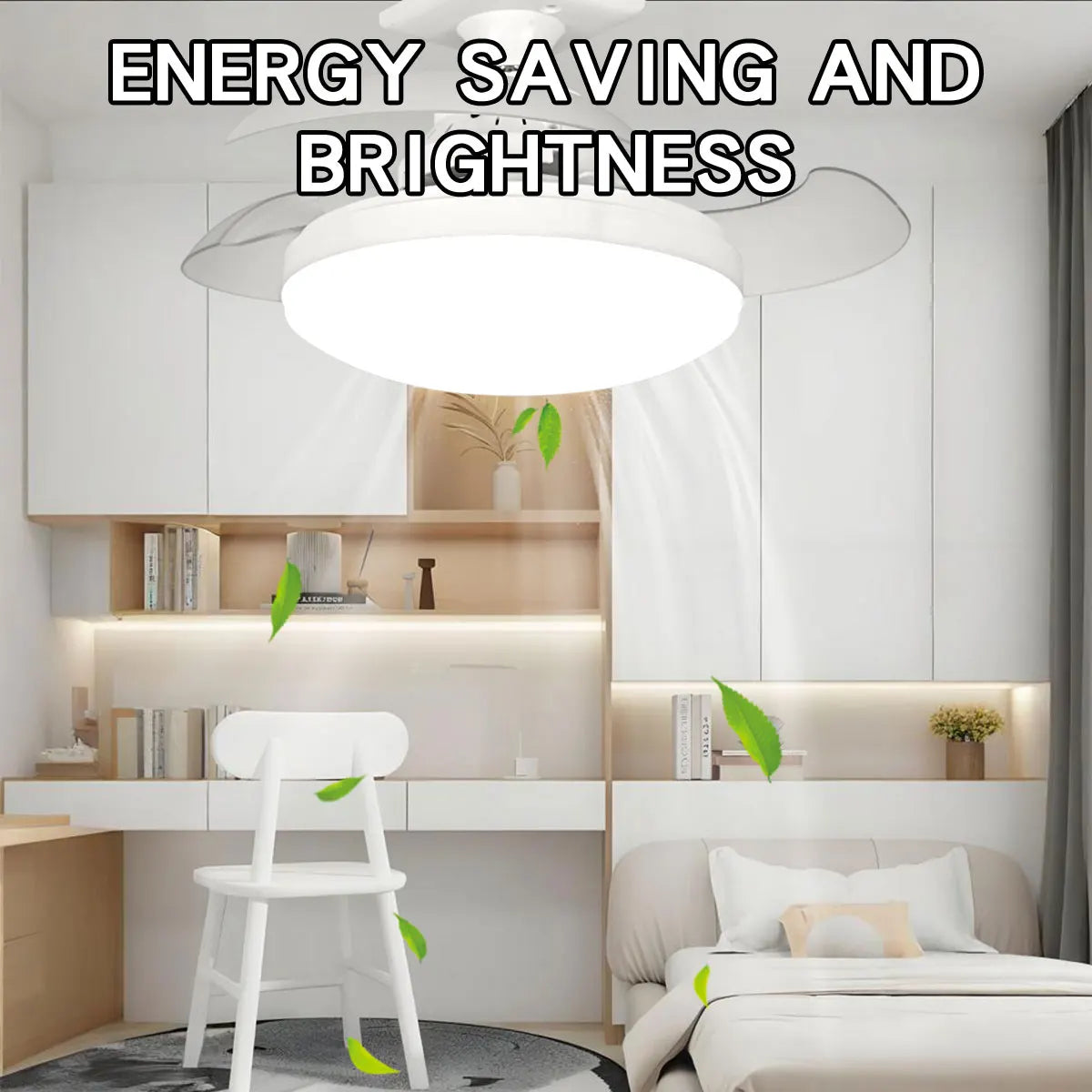 30W LED Ceiling Fan Light with Remote - Dimmable E27 for Living Room Study 110-265V - ZOOMNSTORE