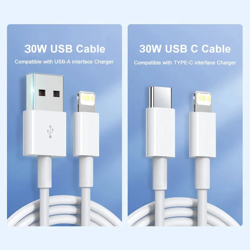 PD 30W USB Cable For Apple iPhone 15 14 13 12 11 Pro Max 7 8 Plus XS X XR Fast Charging USB C Cable Charge Date Wire Accessories - ZOOMNSTORE