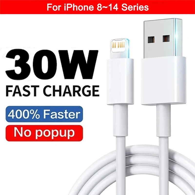 PD 30W USB Cable For Apple iPhone 15 14 13 12 11 Pro Max 7 8 Plus XS X XR Fast Charging USB C Cable Charge Date Wire Accessories - ZOOMNSTORE