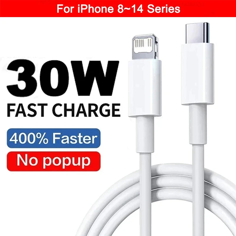 PD 30W USB Cable For Apple iPhone 15 14 13 12 11 Pro Max 7 8 Plus XS X XR Fast Charging USB C Cable Charge Date Wire Accessories - ZOOMNSTORE