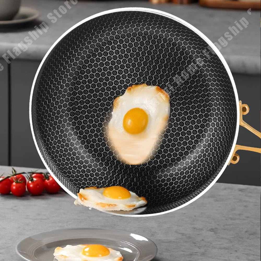 316 Stainless Steel Non-Stick Frying Pan Wok - Induction Gas Stove Cookware - ZOOMNSTORE