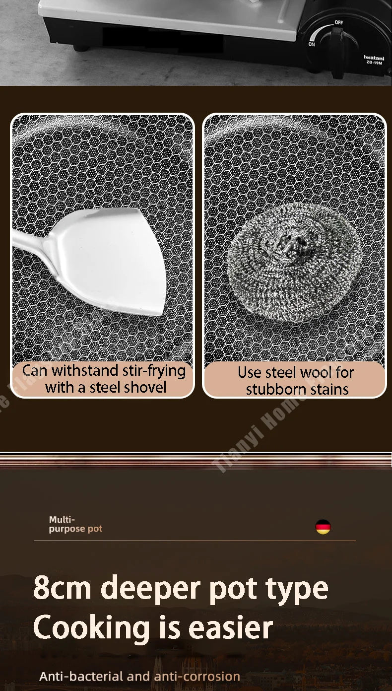 316 Stainless Steel Non-Stick Frying Pan Wok - Induction Gas Stove Cookware - ZOOMNSTORE
