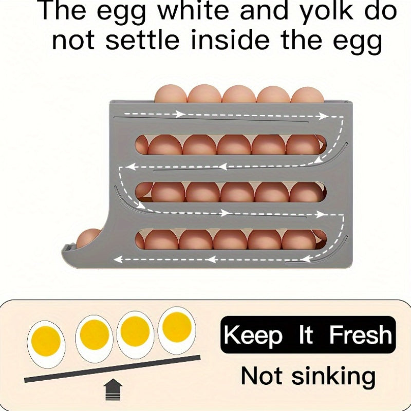 4-Layer Automatic Rolling Egg Rack for 30 Eggs Convenient Side Door Storage for Refrigerators - ZOOMNSTORE