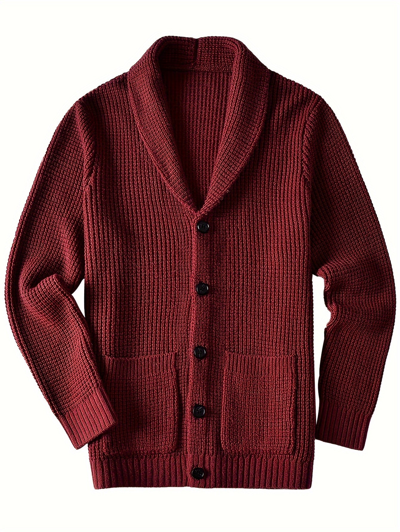 Men's warm cardigan jacket with green fruit collar long sleeved sweater - ZOOMNSTORE