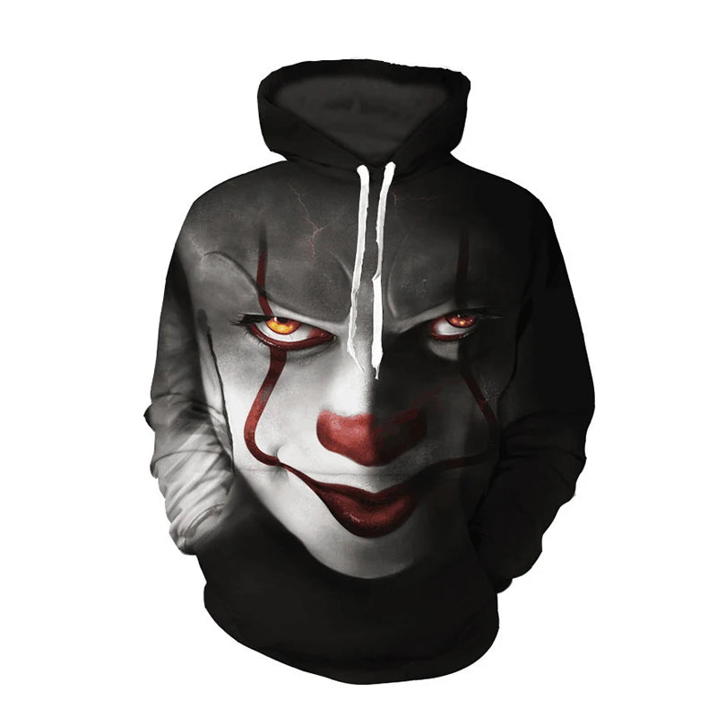 3D Printed Horror Movie Hoodie - Oversized Casual Pullover for Men Women - ZOOMNSTORE