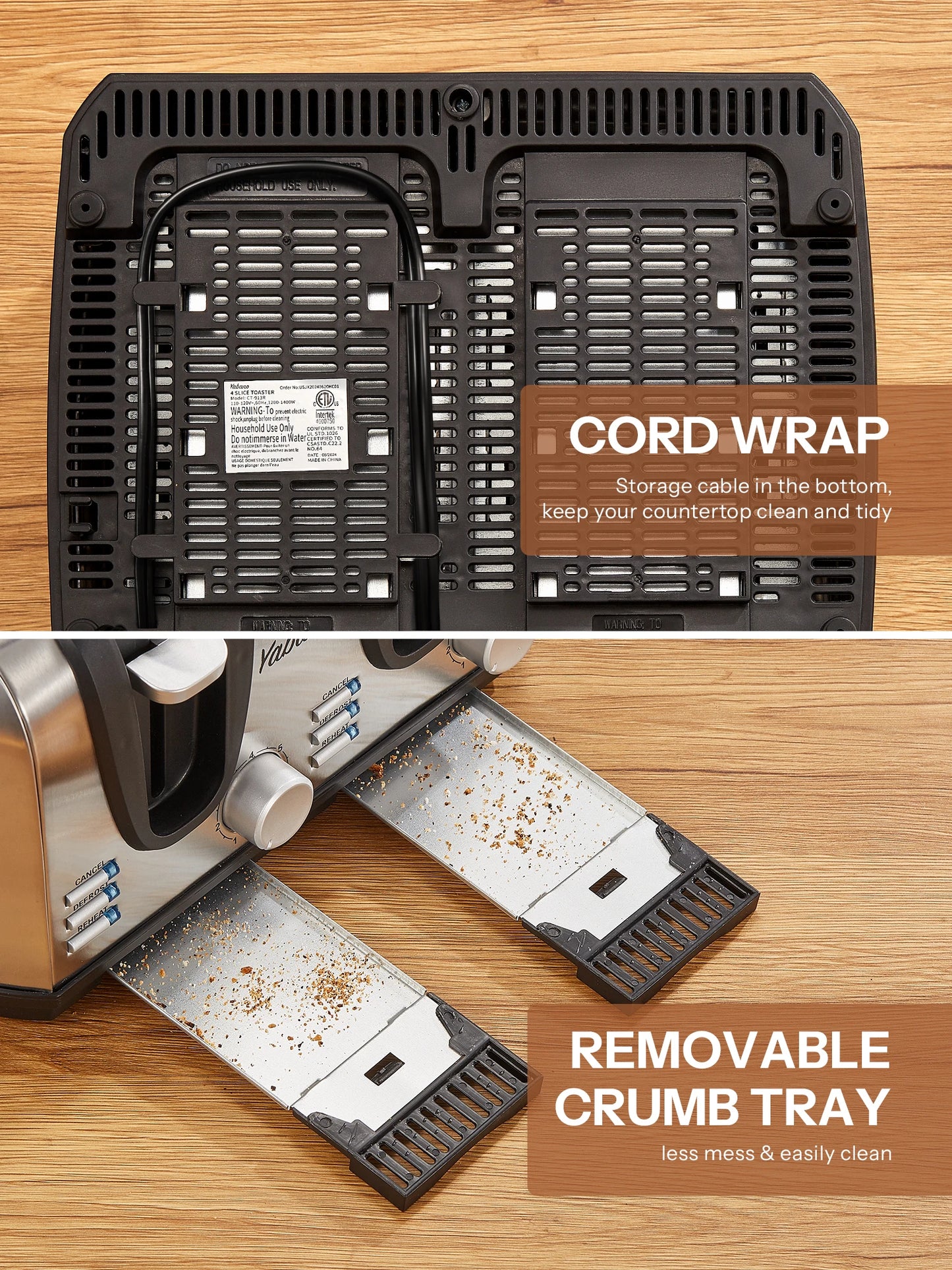 Yabano 4-Slice Toaster - Extra Wide Slots 7 Shade Settings Defrost Reheat Functions - ZOOMNSTORE