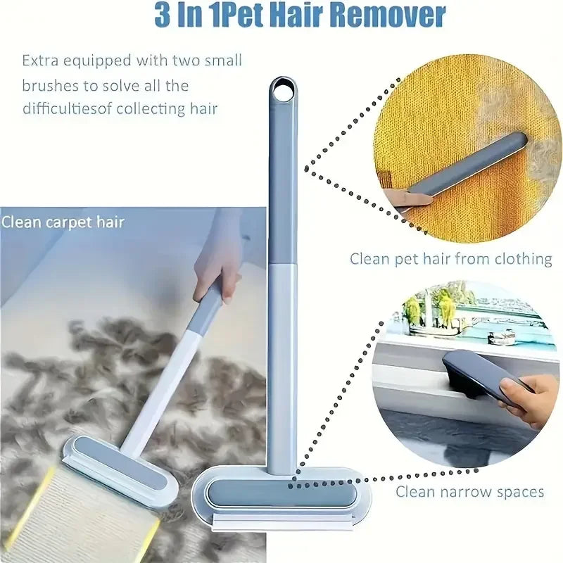 4-in-1 Long Handled Pet Hair Remover - Adjustable Washable Brush for Cats Dogs - ZOOMNSTORE