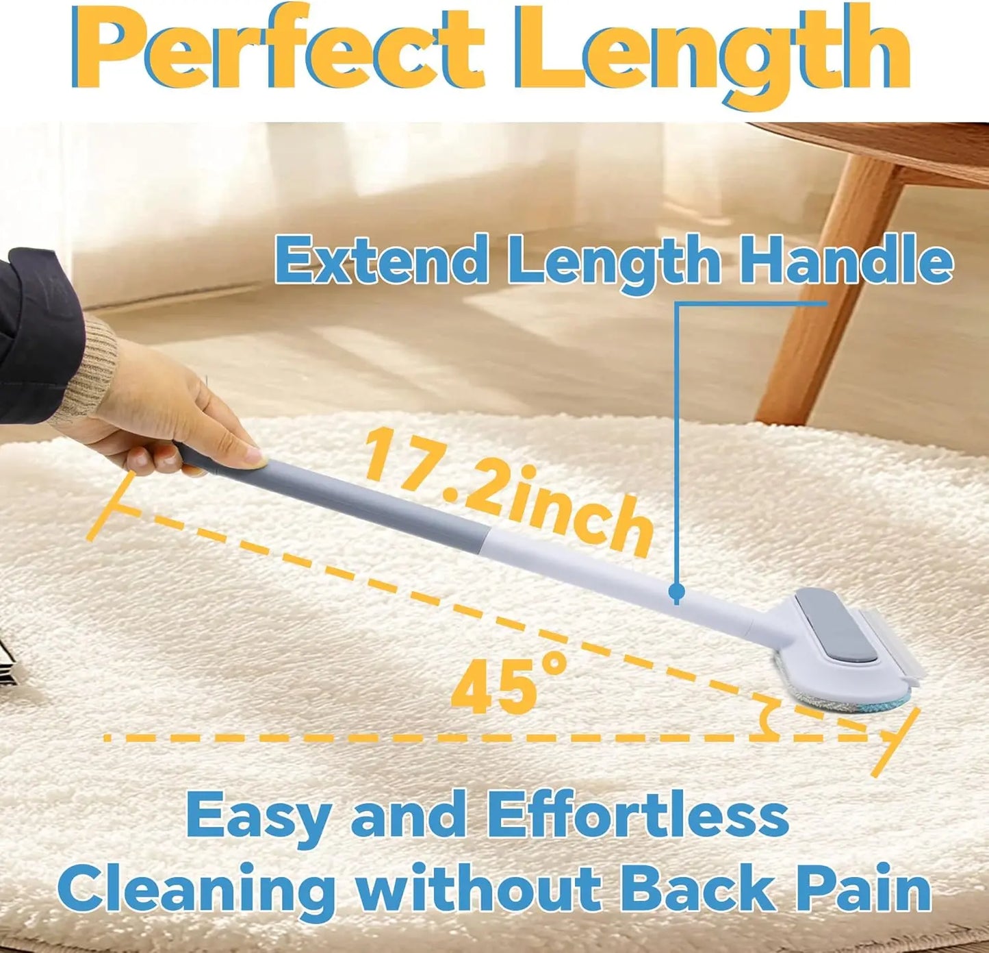 4-in-1 Long Handled Pet Hair Remover - Adjustable Washable Brush for Cats Dogs - ZOOMNSTORE
