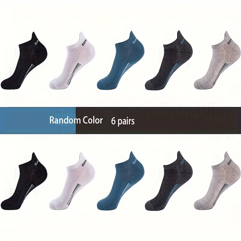 6 Pairs Unisex Breathable Polyester Ankle Socks, Extra Low Cut, Soft Elastic Summer Casual Socks for Adults, Without Battery - ZOOMNSTORE