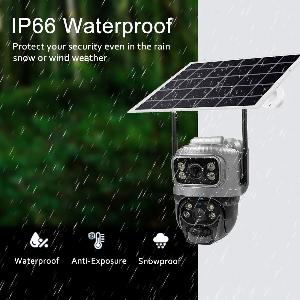 4K Solar Security Camera - 8MP Dual Lens 4G WiFi PIR Detection Night Vision Waterproof - ZOOMNSTORE