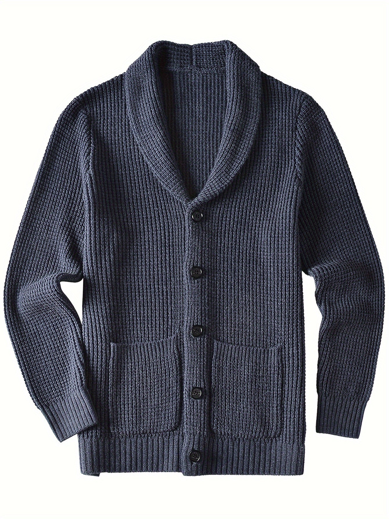 Men's warm cardigan jacket with green fruit collar long sleeved sweater - ZOOMNSTORE