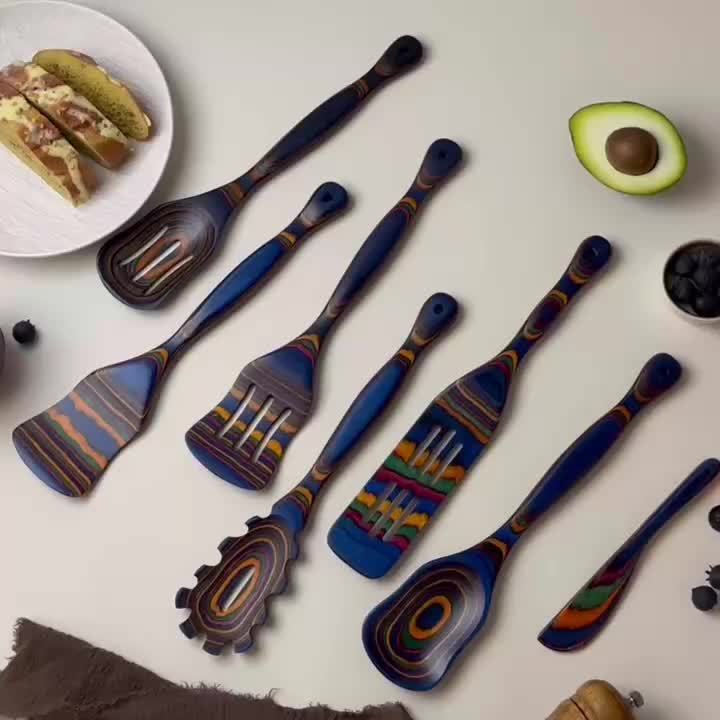 Pakkawood Cooking Utensils Set - 6Pcs7Pcs Non-Stick Wooden Spoons for Home Kitchen Gifts - ZOOMNSTORE