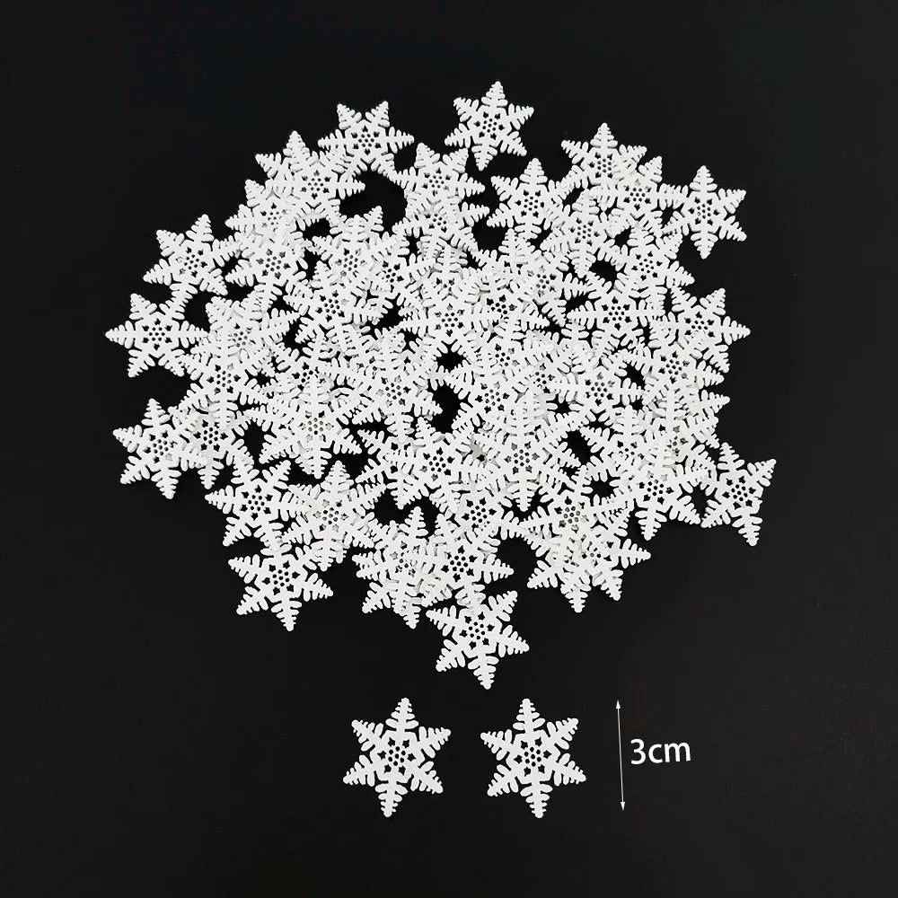 50pcs Christmas Wooden Ornaments - Santa Claus Snowflake Tree Decorations - ZOOMNSTORE