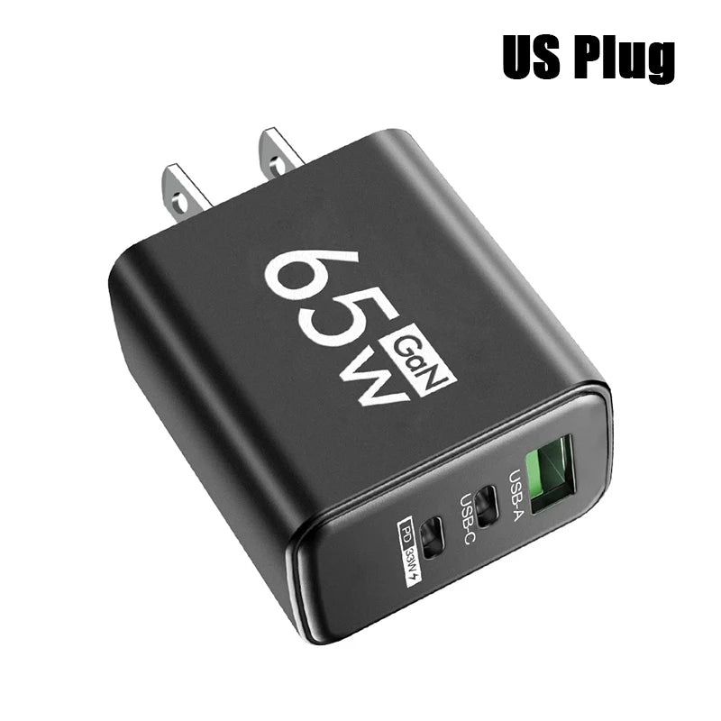 GaN Fast Charging 65W USB Type C Charger EU KR PD 3.0 Quick Charge Wall For Phone Adapter For iPhone 15 Xiaomi Huawei Samsung - ZOOMNSTORE