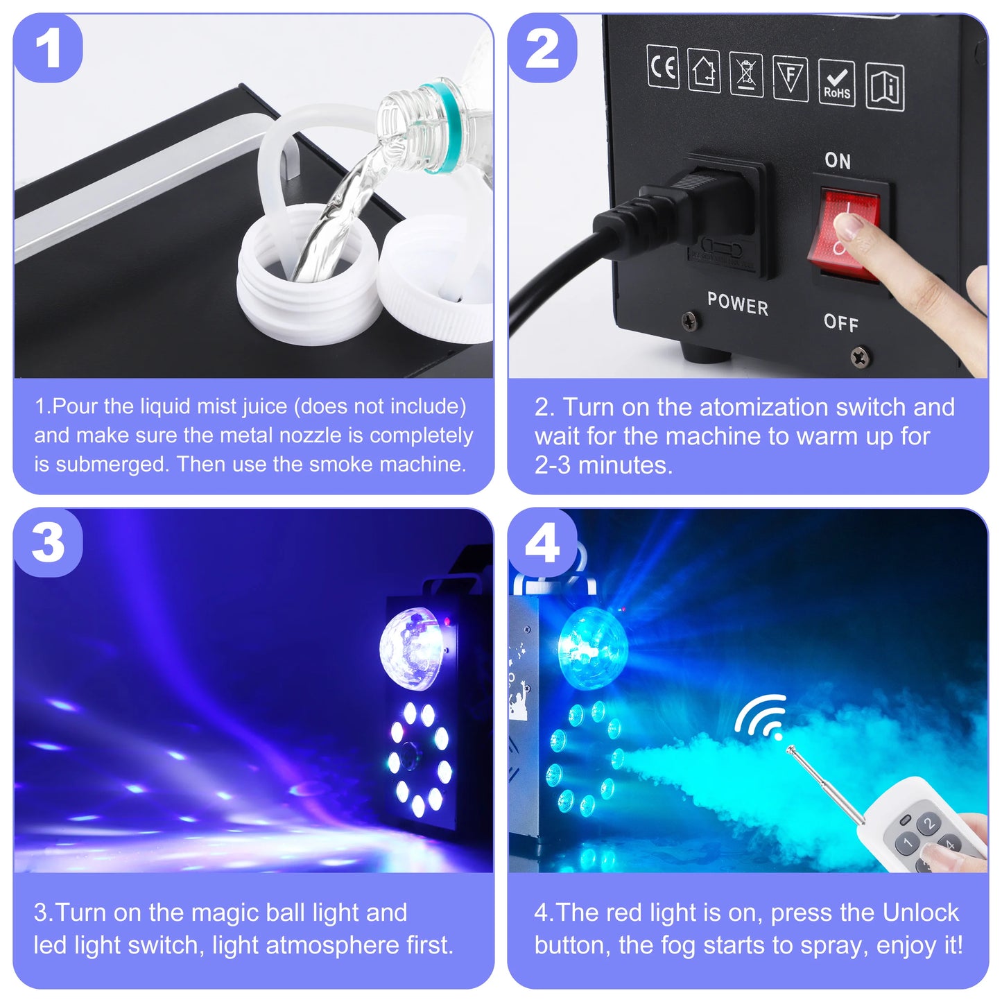 700W Wireless Remote Smoke Machine - LED RGB Fogger for DJ Disco Parties Halloween - ZOOMNSTORE