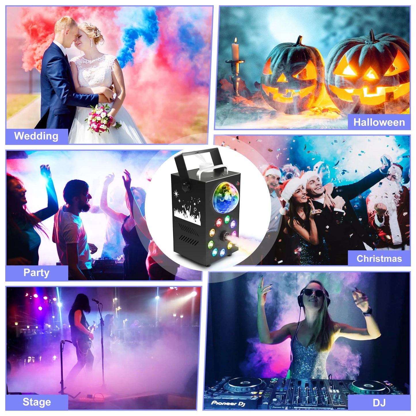700W Wireless Remote Smoke Machine - LED RGB Fogger for DJ Disco Parties Halloween - ZOOMNSTORE